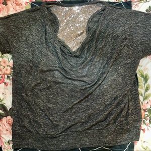 American Rag Silver Sequin Top